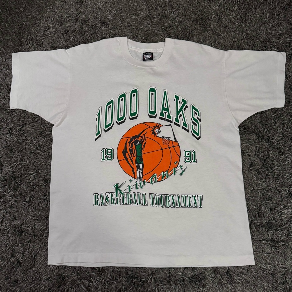 Vintage Basketball Tournament 1000 Oaks Tee Shirt White Single Stitch